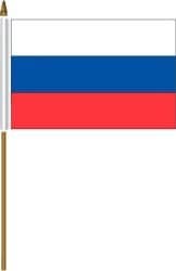 RUSSIA COUNTRY SMALL 4 X 6 INCH STICK FLAG BANNER ON 10" PLASTIC POLE