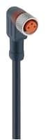 LUMBERG AUTOMATION/ Hirschmann RKMWV 3-224/2M CORDSET, M8 FEMALE RIGHT ANGLE, 3 POLE, 2 METER, PUR, BLACK, 700000409