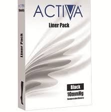 Activa 10mmHg Liner Pack - 3 Black Closed Toe Liners. Size: Medium