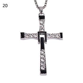 OgaVa D Exceed New Movie Theme Jewelry Fast Furious 7 Men's Crosses Pendant Necklaces Alloy Plated Rhinestone Pendants