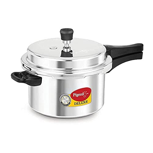 Pigeon By Stovekraft Deluxe Aluminium Outer Lid Pressure Cooker Without Induction Base, 5 Litres, Silver