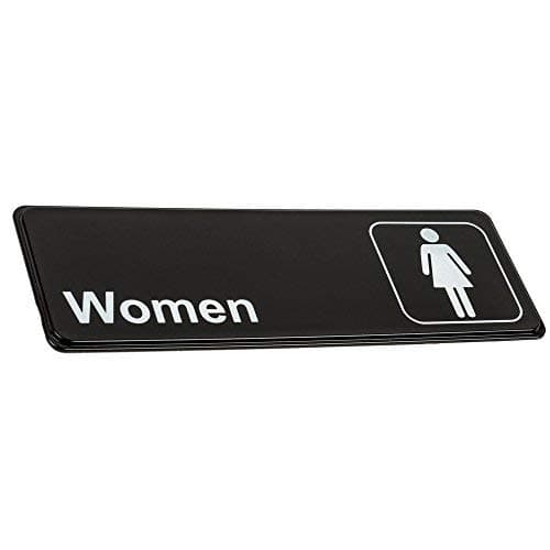 Tezzorio Men's and Women's Restroom Signs - Black and White, 9 x 3-Inch Bathroom Sign Set of 2 for Door/Wall