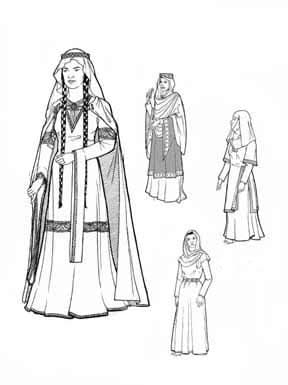 Women of Medieval Romanesque Period Years 1060 to 1150 Pattern