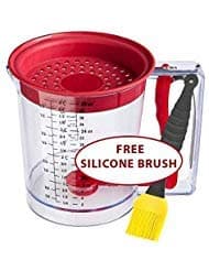 Perfect for Winter Holidays!!! Fat separator/Pancake&Cupcake Batter Dispenser with Measuring Label Perfect for Waffles Muffins and Cakes/Gravy&Grease Separator with Strainer/4 Cup Capacity