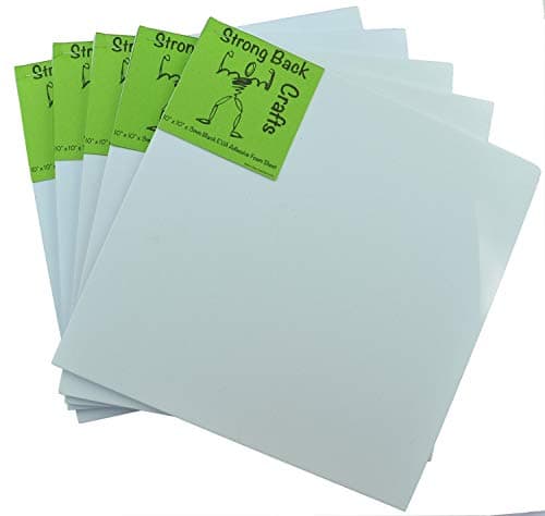 White 6mm Thick Self-Stick Adhesive 10" x 10" EVA High Density Foam Sheets (5 Pack) by Strong Back Crafts- Cosplay Costumes, Halloween Supplies, Scrapbooking