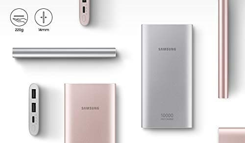 10,000 mAh Samsung Portable Battery with Dual USB Charging Ports, Silver