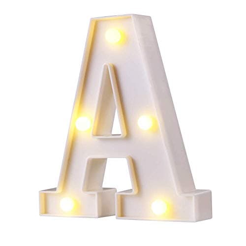 House of Quirk 6" LED Marquee Letter Lights Sign, Light Up Alphabet Letters for Wedding Birthday Party Christmas Home Bar Decoration Battery Operated - A