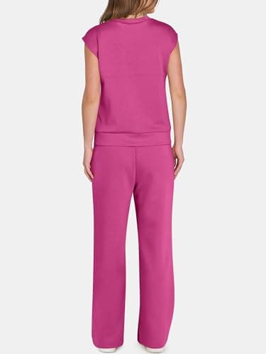 ANRABESS Women's Summer 2 Piece Outfits Casual Sleeveless Sweatsuits Matching Wide Leg Tracksuits Lounge Sets Fashion Clothes