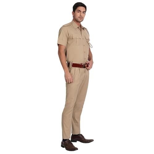 uniformer Khaki Police Half Sleeves Shirt and Trouser Set for Men | Lightweight & Breathable Uniform | Durable | Comfortable Fit | Ideal for Law Enforcement & Security
