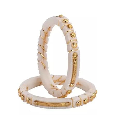 Meenakshi imitation Indian Handicraft White Shakha Pola Fancy Bangles For Women