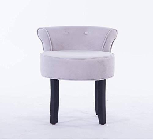 YUHUI Dressing Table Stool Grey Chenille Fabric Vanity Stool Bedroom Chair
