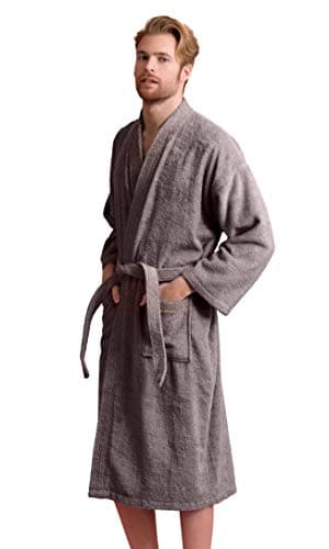 Men's Turkish Terry Kimono Style Bathrobe - 100% Pure Turkish Cotton -Comfortable, Absorbent, Soft, fast Dry, Cozy Wear