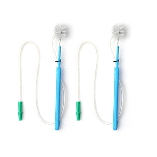 OralCare Suction Swab Toothbrush, Reusable Ultra Soft Toothbrush with Tubing for Suction Machine, Individually Boxed, Made in Japan, 2 Count (Blue)