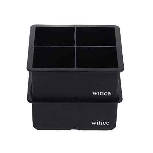 Large Ice Cube Trays Silicone (2.5-Inches) - Whiskey Ice Cube Mold, With Easy Release Ice Cubes for Whiskey and For Cocktail,Food Grade (Black 2 Tray)