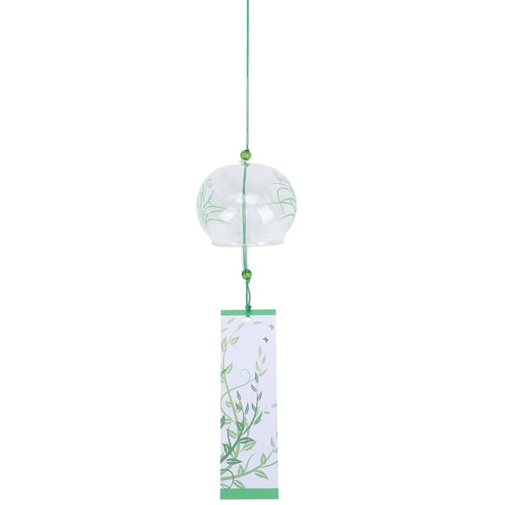 Japanese Glass Wind Chime, Green Orchid Grass Wind Bell for Garden Home Party Decoration, 2.75 X 2.36 Inch(Blue)