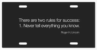 Two Rules For Success Vanity License Plate