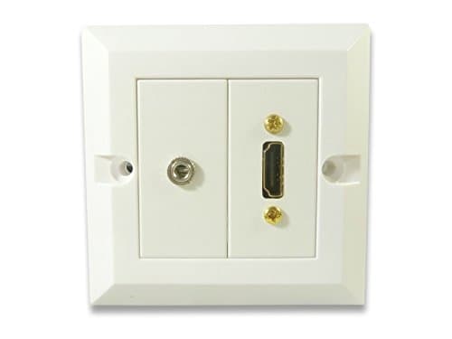 C4A Single HDMI and 3.5mm Jack Wall Plate/Easy Connect Faceplate/White
