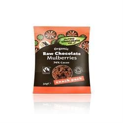 (Pack Of 12) The Raw Chocolate Company Ltd - Raw Chocolate Mulberries Snack Pack - (28g)
