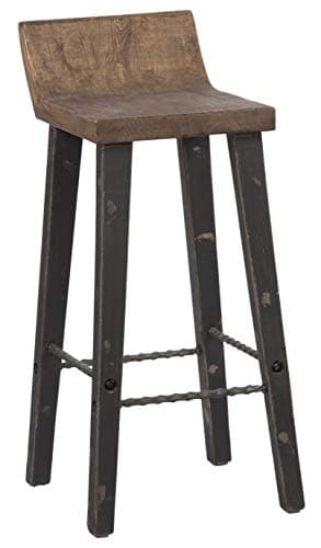 Reagan Bar Stool, 30", Rustic brown top, distressed black finish base