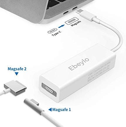 USB C to Mag-safe Adapter, Type C to Mag-safe1 Mags-afe2 Laptop Adapter Compatible for MacBook Pro 13" 15" Other USB C Device - White