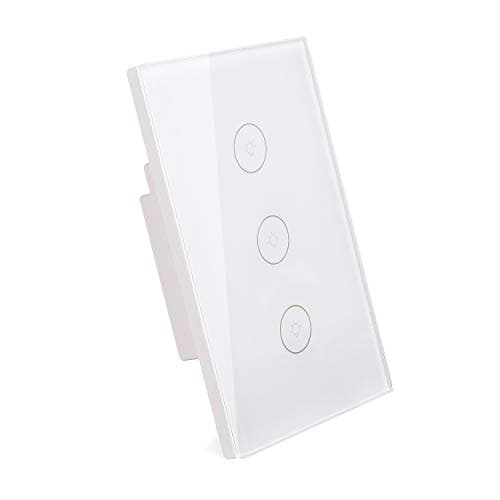 TIYOON Wifi Smart Light Switches Touch Panel Glass Remote Wall Switch, Compatible with Alexa, Google Assistant (3 Gang Light Switch)
