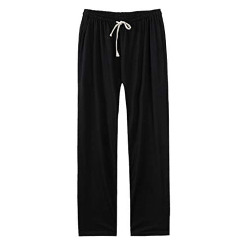 Photno Men's Pants Casual Loose Joggers Dancing Sweatpants Expandable Waist Exercise Trousers with Pockets Black