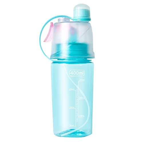 Aquarius Sports Water Bottle 400ml with Built-in Spray Function and Carry Strap BPA Free, Leak Proof Lightweight Unique Sipper Easy to Clean and Durable, Blue