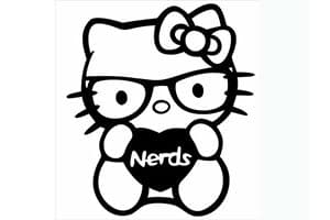 Black Hello Kitty Nerd Decal