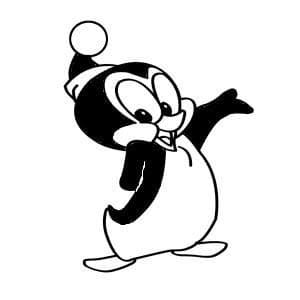Fan Art Rendition Chilly Willy The Penguin Inviting Arm 5.5" Tall Classic Cartoon TV Series Custom Logo Die Cut Decal - Black Color
