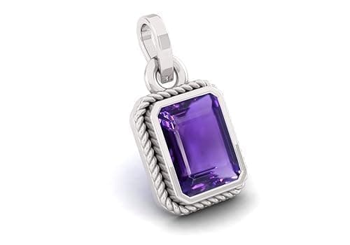 15.00 Ratti 14.50 Carat Natural Quality Katela Amethyst Silver Plated Pendant/Locket Gemstone (Top AAA+) Quality for Men And women(GGTL Lab Certified)