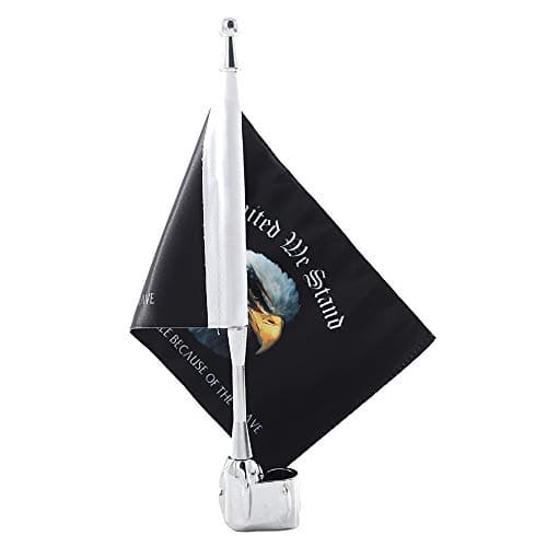 GUAIMI Motorcycle Flag Pole Mount & 5.5'' x 9'' United We Stand Flag, Chrome Aluminium, Wall Mount, Fits GL1800 GL1500 Goldwing All Years