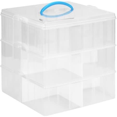 Snapwware Snap'N'Stack Storage Unit, 12" x 12", 3-Layer, Set of 2, Plastic Clear 1098843