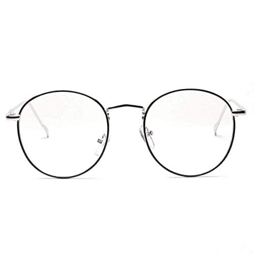 AISSWZBER Blue Light Block Women Metal Circle Non-prescription Eyeglasses