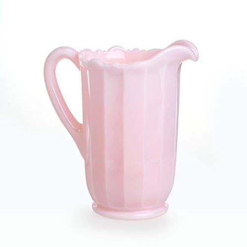 Pink Milk Glass Tall Paneled Pitcher With Handle