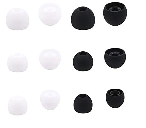 Replacement Earbud Tips for BeatsX or Urbeats in-Ear Headphones, Black and Clear - Small, Medium and Large - 6 Pairs Included