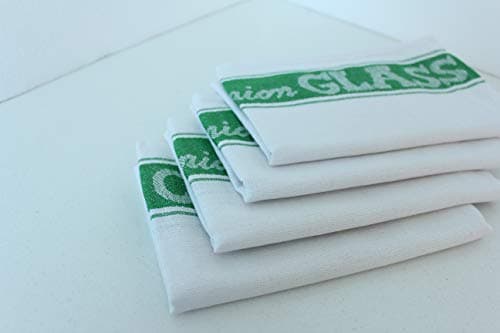 PDTXCLS Green Linen Union Glass Cloth. Pack of 4 (4 Green Glass Cloths)