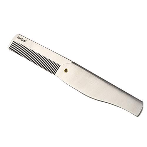 Airisland Folding Beard Comb Stainless Steel EDC Wallet Comb Pocket Comb Anti-Static Hair Comb Bread Mustache Comb for Man