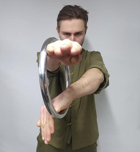 Hotour Wing Chun Stainless Ring Yewen Sau Sticky Hand Strength Training Tsun Siu Lum Kung Fu