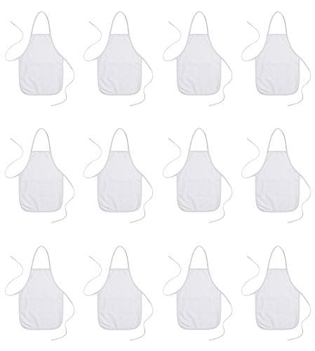 Children’s Arts & Crafts Activities Apron (Set of 12) – 17.5” x 24” - 100% Cotton Natural Canvas - White or Natural Color – Size: Medium (Suitable for Kids of 7 to 12 Years Old)