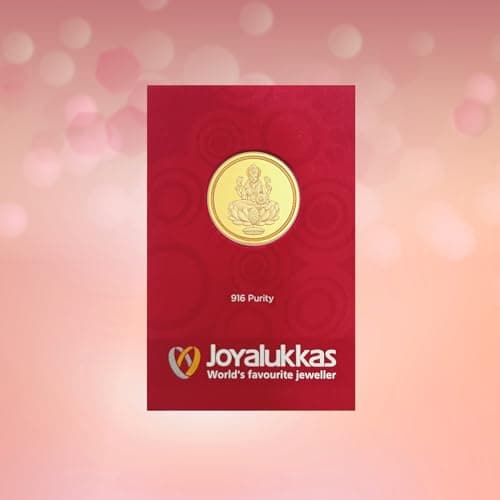 Joyalukkas 22K (916) Purity Gold Coin | Yellow Color | Round Shape | Plain Lakshmi Design.