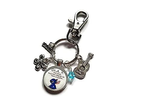 HandmadeOHANA means family 20mm handmade glass cabochon bag clip keyring gift, Ohana Birthday family lilo hawaii holiday travel present, Xmas stocking favors