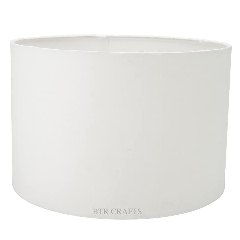12" Inches Drum Lamp Shade, Cotton Fabric, White Color