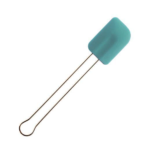Large 28 cm, Turquoise, Flower Edition Silicone Spatula with Stainless Steel Handle