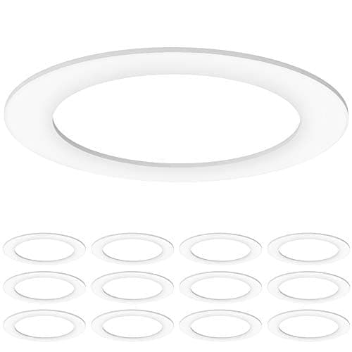 Sunco 12 Pack Goof Rings for 6 Inch Recessed Lights, Flush Mount White Can Light Trim Ring Cover, Outer Diameter 8.6 Inch, Inner Diameter 6.2 Inch, Paintable Surface, Matte Finish.