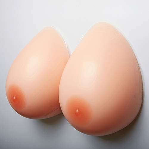 Silicone Breast Form Soft Lifelike Non-Allergic Fake Boob Washable and Waterproof for Crossdresser Transgender Mastectomy Cosplay, Cup Size Include AAA-KK Cup, 300g-6000g,CupJ/4600g/Pair/10x7x4inch