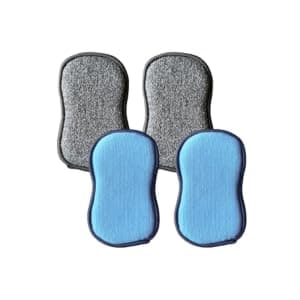 Microfiber The Original Multi Surface Scrub And Wipe Sponges Durable Reusable Dual-Sided For Scouring, Scrubbing, Dishwashing Easy Household Cleaning (Pack Of 4, Large Size)