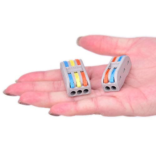 Wire Connector, 10 Pack Nut Connector Compact Connector Terminal Block Wire Push Cable Connector 3 Way 6 Port (10PCS, 222-413B)