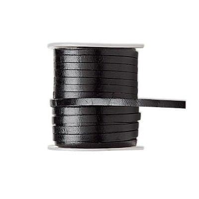 Genuine Flat Leather Lace Black 4x1.5mm 1 Yard Section (Spool is not included)