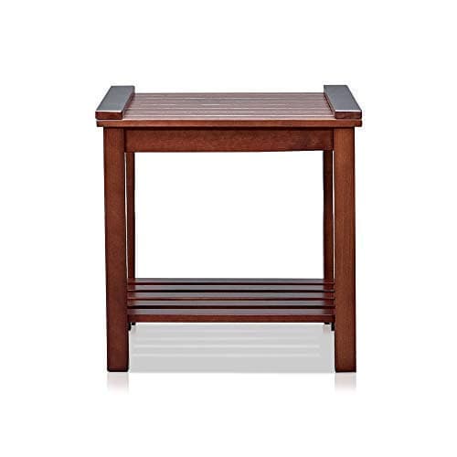 MUSEHOMEINC Wood End Table/Night Stand with 1 Tier Wooden slats Storage Shelf,Multipurpose Home Furniture, Espresso Finish