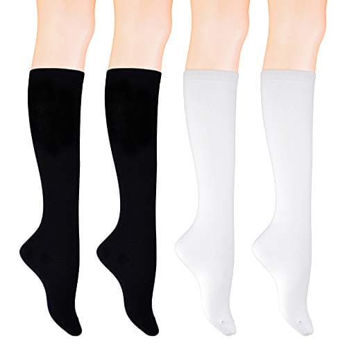 KONY Women's 4 Pairs Casual Knee High Socks Soft Stretch Cotton All Season Gift Size 6-10